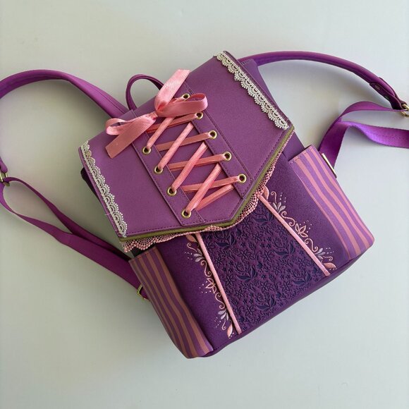 LOUNGEFLY Disney Princess Rapunzel Corset Backpack EUC - Picture 1 of 8